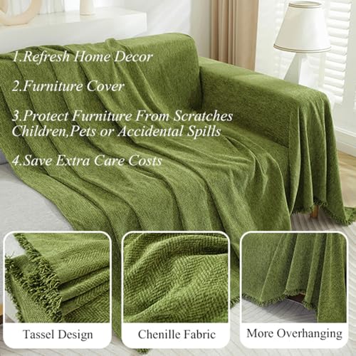 STACYPIK-Christmas-Chenille-Green-Couch-Cover-for-Dogs-Sofa-Cover-for-Sectional-Washable-Couch-Cover-Cat-Dog-Proof-Couch-Protector-for-3-Cushion-Couch-Anti-Slip-Sofa-Slipcover-for-Living-Room-71x150IN STACYPIK Christmas Chenille Green Couch Cover for Dogs Sofa Cover for Sectional Washable Couch Cover Cat Dog Proof Couch Protector for 3 Cushion Couch Anti Slip Sofa Slipcover for Living Room 71x150IN