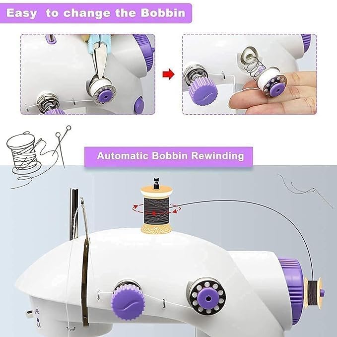 Image of Sewing Machine Electric With Table Set | Portable Electric Stitching Machine With Foot Pedal, Bobbin Winder, LED Light And Extension Board