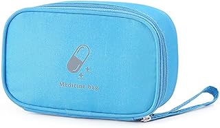 Portable First Aid Bag Multifunctional Medicine Storage Case Pouch Oxford Cloth Waterproof Emergency Medical Bag for Travel Business Hiking Camping Outdoor Activities (S Blue)
