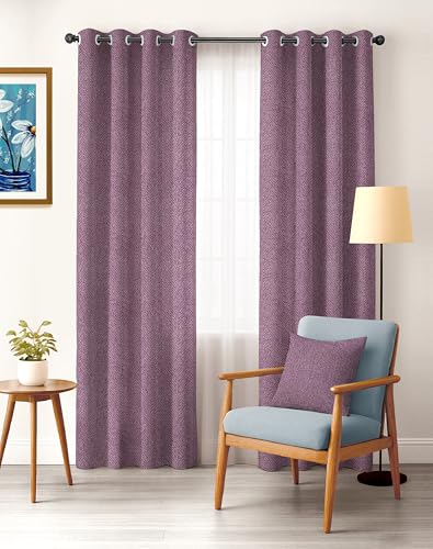 Image of Casableu Twillbone Digital Print 85% Blackout Curtains for Door /Window, Thermal Insulated, Tie Back, Wider Width 50 in, Eyelet Curtains for Living Room /Bedroom (D Pink 7 ft Set of 2)
