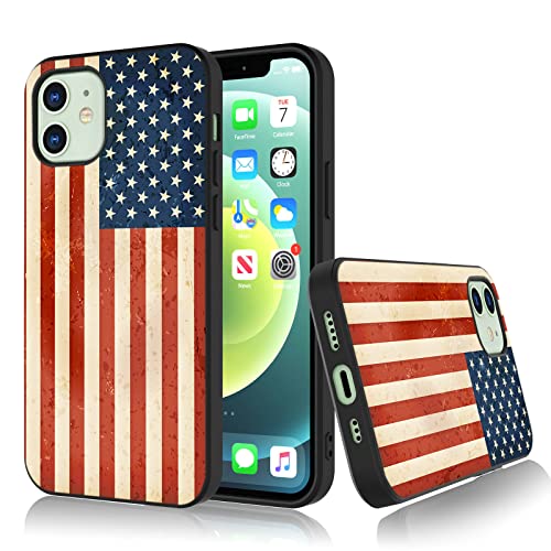 Bcov Case for iPhone 13, Retro American Flag Shockproof Soft Silicone Case Protective Cover for iPhone 13