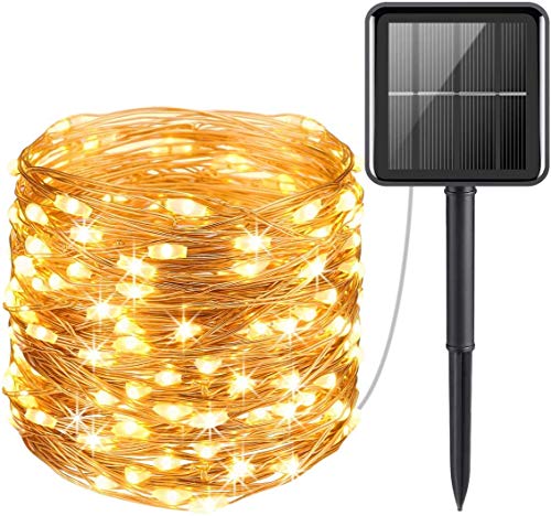 Guirnalda Luces Exterior Solar ZIMAX 30 METROS 250 LED con BATERIA MEJORADA 1200mAh Cadena de Luces Blanco Cálido y 8 Modos de Luz Decoración Fiestas Bodas Patio Dormitorio Jardines etc.