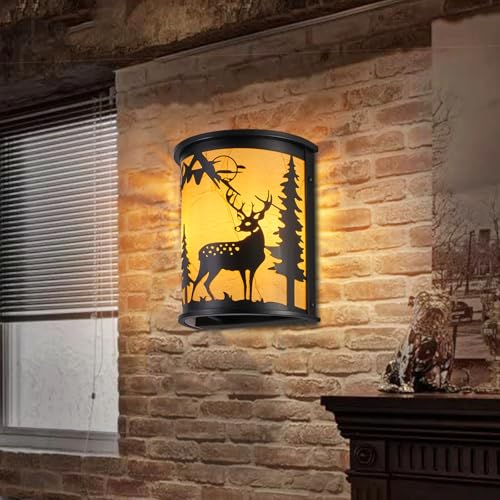 Monyohame RUSTIC DEER WALL SCONCES Rustic Deer Wall Sconce,Farmhouse Indoor Wall Light Fixtures,E12 Base Modern Industrial Wall Lamp Lighting Fixture thumb #7