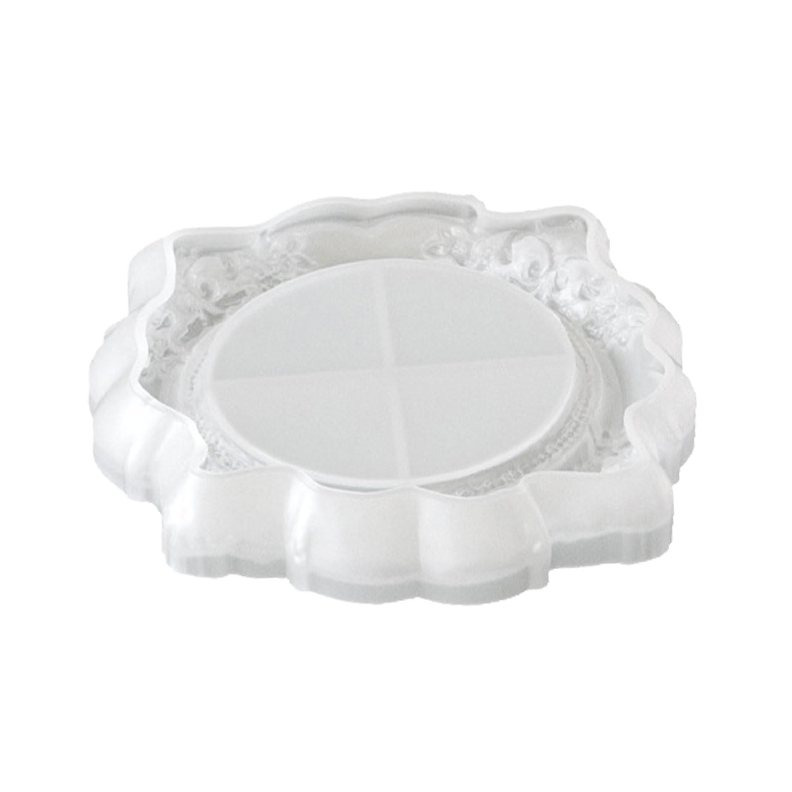 COOLHOOD Tray Plate Silicones Molds Flower Embossing Resin Tray Molds for Making Jewelry Holder Gypsum Decoration Decorative Elastomer Cast