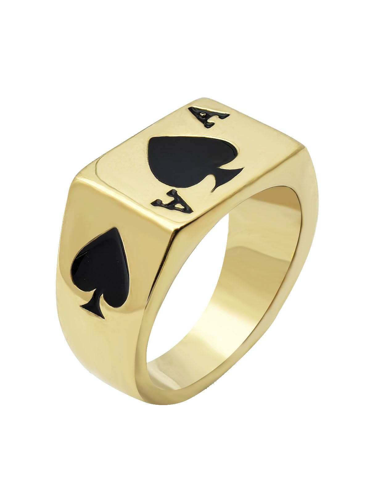 Mens Womens Stainless Steel Ring Poker Spade Ace Silver Black Sizes 6-14