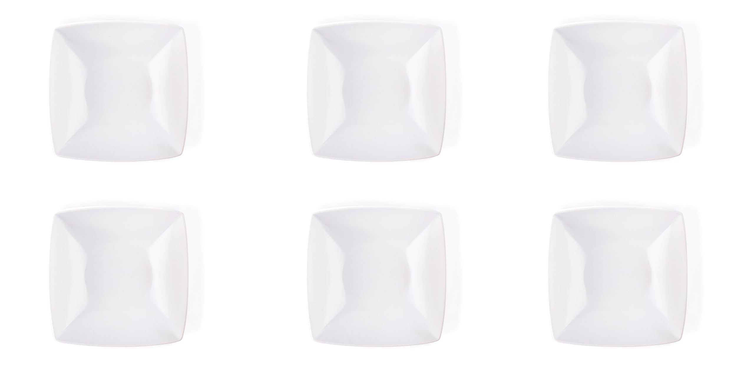 Excelsa Eclipse Set 6 Piatti Fondi Quadrati, Ceramica, Bianco