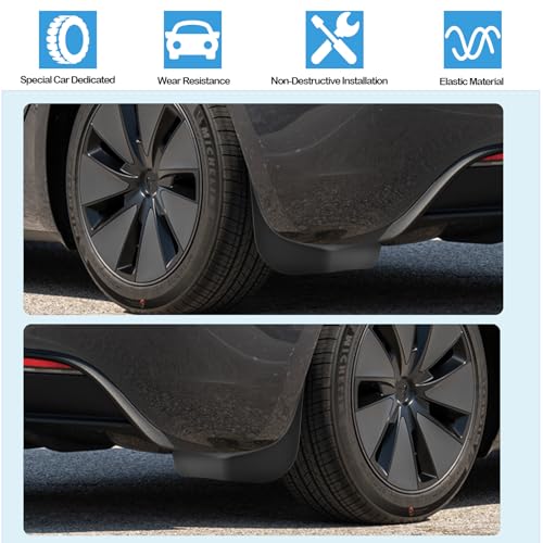 Image of Ruiya 2024-2026 Model 3 Mud Flaps Splash Guards for Tesla Model 3 Accessories No Drilling /Tape Mudflaps Wheel Liner Fenders Compatible with 2024 2025 2026 Tesla Model 3