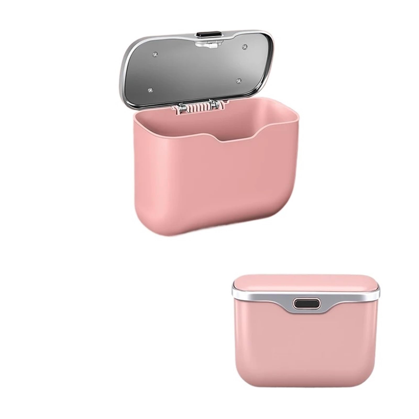 Auto Mülleimer Auto-Mülleimer Mit Deckelknopf Hängender Aufbewahrungsbehälter Mini Autos Mülleimers | Multifunktionale Organizer-Box für Auto-Innenzubehör(Pink)
