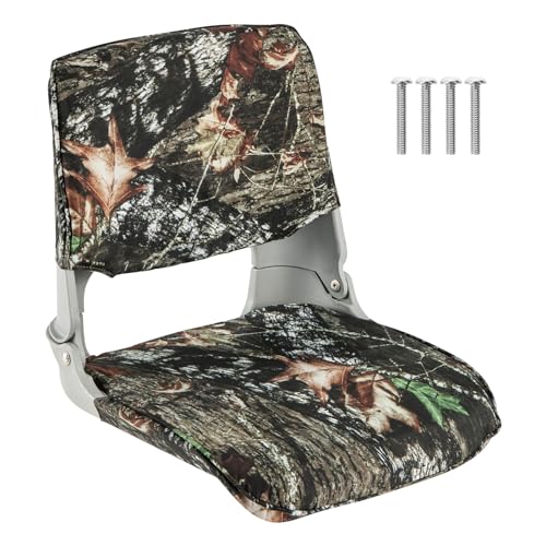 KOMFOTTEU Bootssitz klappbar, Gepolsterter Bootsstuhl aus Oxford-Gewebe & Schwamm, ergonomischer Yachtsitz Boart Seat bis 110kg, 50x50x47 cm, Camouflage