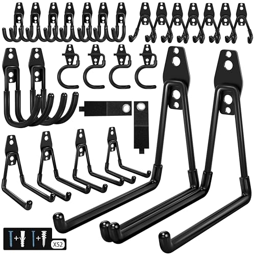 28 Pack Garage Hooks Heavy Duty - Garage Storage and Organization Ladder Hooks with Non Slip PVC Coating for Hanging Bike,Ladder,Garden Tools,Hose