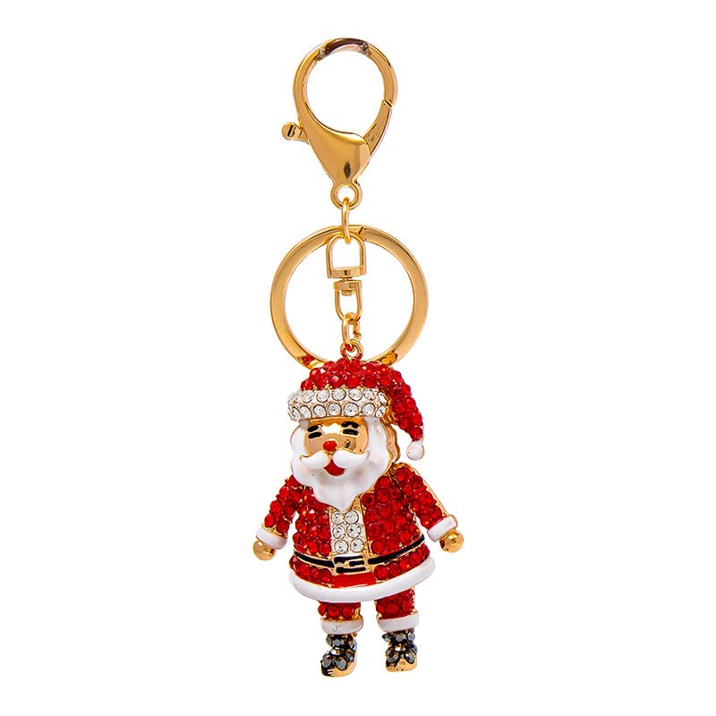 Fuqimanman2020 Cute Christmas Keychain - Crystal Santa Tree Snowman Bell Kitten - Jewelry Gift for Women Girls (Santa Claus A)