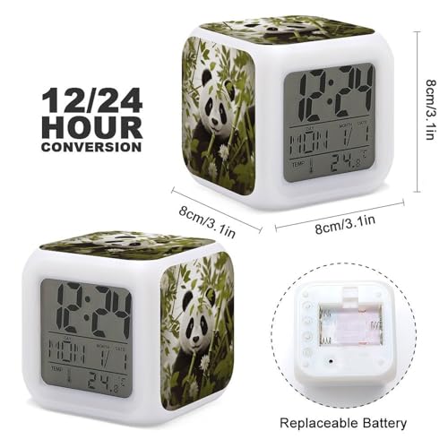 Réveil LED panda à luminosité réglable et veilleuse intégrée