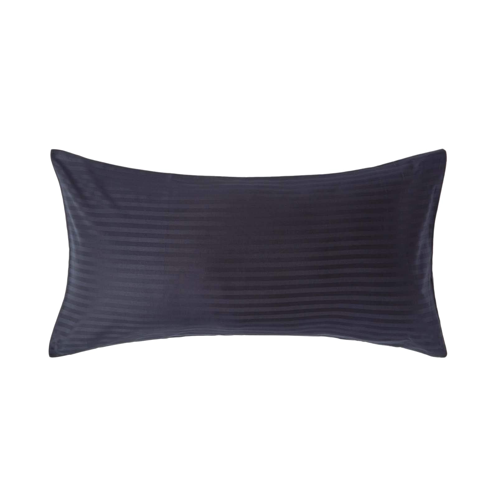 HOMESCAPES Black Pure Egyptian Cotton King Size Pillowcase 330 TC 500 Thread Count Percale Equivalent Satin Stripe Housewife Pillow Case