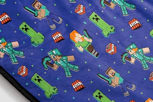 Image of Jay Franco Minecraft Plush Throw Blanket - Measures 50 x 60 Inches - Kids Super Soft Blue Fleece Bedding, Features Creeper
