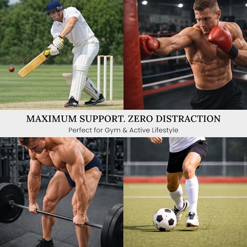 Image of NINQ Men's Athletic Supporter Underwear with Elastic Waistband, Breathable Fabric Gym Support Brief, Comfortable Innerwear for Sports, Workout, Running & Training
