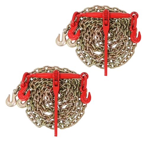 Heavy Duty Ratchet Chain Binder Kit for Industrial & Agricultural Use, 3,300 lbs Load Binder with 20ft Chains, 360° Rotating Hooks, Sturdy Alloy Steel for Cargo Securement in Logistics & Construction