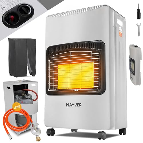 NAYVER® Gasheizung 4200 Watt Heizstrahler - Gasofen/Keramik Gasheizer inkl. Gasdruckregler...