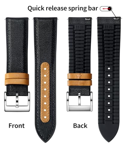 Image of BINLUN Nylon Silicone Watch Bands 18mm 19mm 20mm 21mm 22mm Quick Release Canvas Rubber Hybrid Watch Strap Replacement Watchband for Men Women 9 Colors Silver /Black Buckle