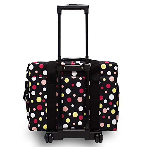 Bluefig TB19 Sewing Machine Rolling Carrying Case Trolley Bag with Wheels for Brother, Bernina, Singer Wheeled Tote Carrier (Dottie) - Thumbnail 4
