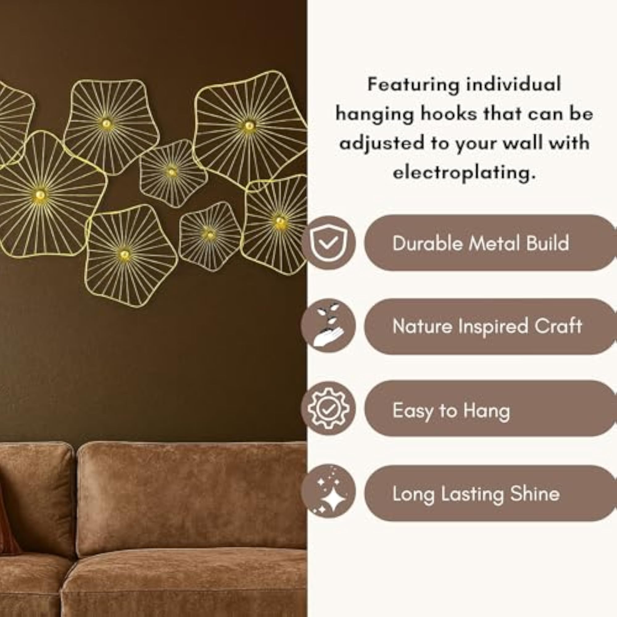 Metal Blossom Electroplated Flower Metal Wall Art