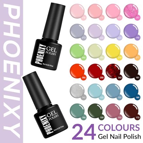 Phoenixy Gel Nail Polish Set, 72 Effects Gel Nail Kit with 36W U V Nail Lamp Glossy Matte Glitter Top Coat - Image 2