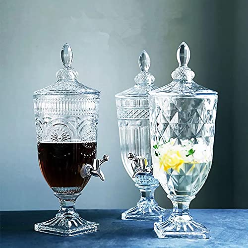 Image of Bellemax 3 LTR Glass Beverage Dispenser with Tap, Drink Dispensers for Beer, Water, Cocktails, Detox Drinks & More Perfect for Parties,Bars,Restaurants,Weddings Decoration,Daily Uses (BX-01)