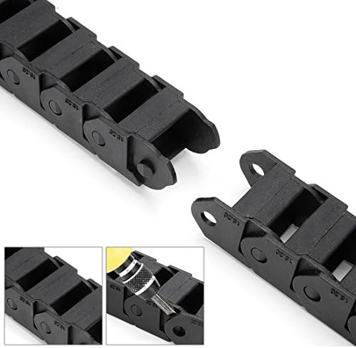 sourcing map R28 15mm x 20mm (InnerH*InnerW) Black Plastic Wire Carrier Cable Drag Chain 1M Length for CNC