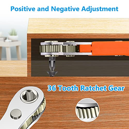 OSDUE mini-ratelsleutel, magnetische kruiskopschroevendraaier met rechte hoek voor onhandige ruimtes, met 1/4 inch-aandrijving, hoge koppeloffset, omkeerbare mini-offset-ratelschroevendraaier, 11,4 cm - Afbeelding 6