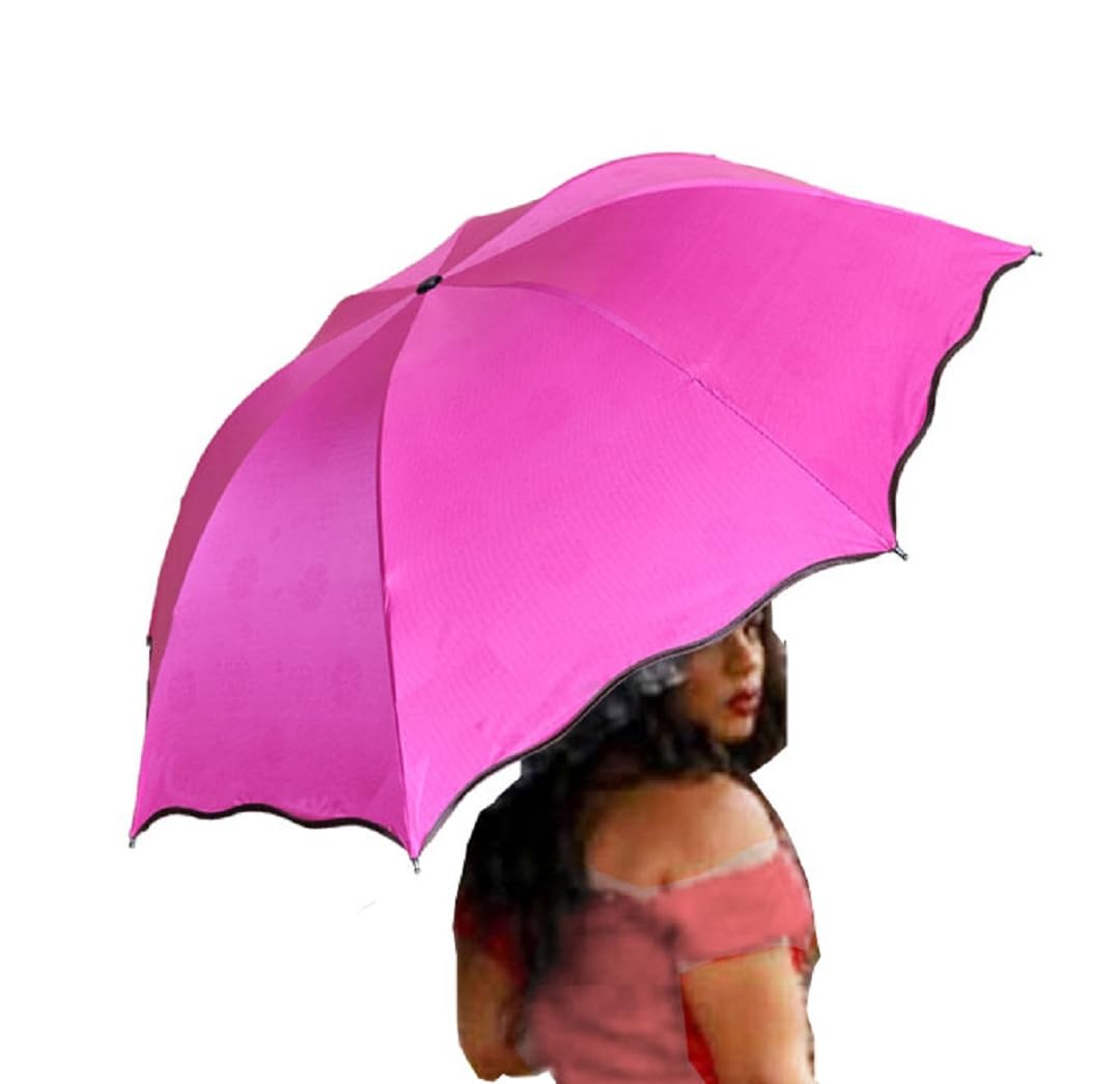 WENDIN Travel Foldable compact Umbrellas Sun rain Umbrellas parasol with Met Water blomssom blooming material