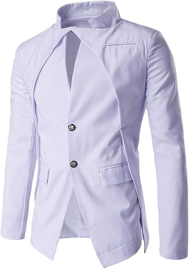 Hombres Hombres De Cuello Alto Traje De Dos Botones Slim Fit Ropa Chaqueta  De Traje Chaquetas Hombres De Manga Larga Cuello Alto Blazer Coat (Color :  Blanco, Size : 2XL): Amazon.es: Ropa