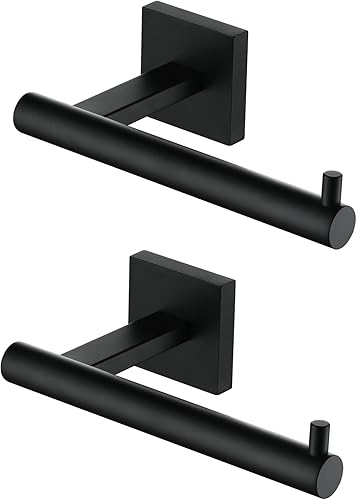 KOKOSIRI Soporte de papel higiénico para baño, soporte para rollos de papel higiénico, acero inoxidable negro mate, paquete de 2, B2005BK-2P