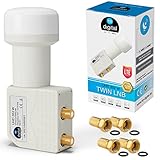  2 salidas de señal satélite LNB Twin LNC directamente Quattro Switch FULL HD TV 3D + con contactos dorados + Protección contra la intemperie (extensible) en HB DIGITAL con 4 F-connettore incluye dorado