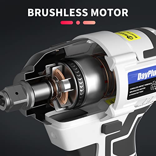 21V 3 in 1 Cordless Impact Wrench Cordless Drill Ratchet Cordless Screwdriver Brushless, 4pcs Scokets, 12 Drill Bits, 1/2" Drive Dual Speed Automatic Power Tool with LED Work Light - Image 5