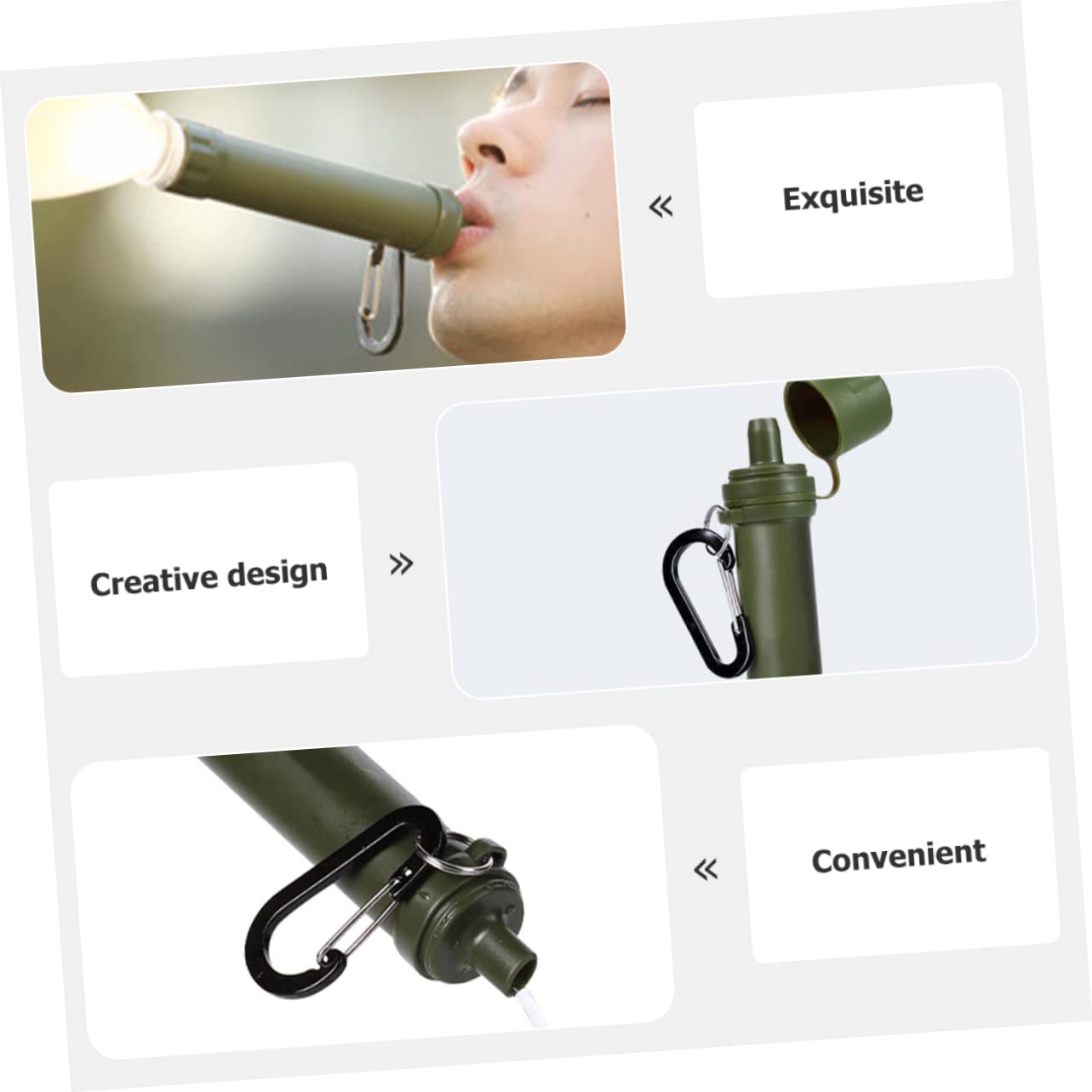 BESPORTBLE 2pièces Filtre à Eau Portable Compact Purificateur Léger Pour Camping Et Voyages Accessoire Pratique De Survie Extérieur