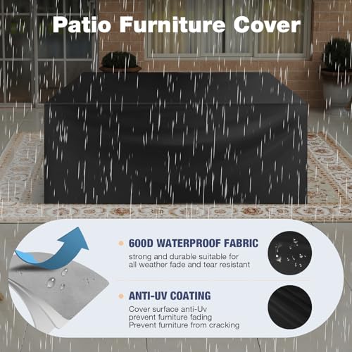 Image of Aoxun Aluminum Patio Furniture Set 2 Seats, Oversized Outdoor Sectional with Washable Thick Cushions, Coffee Table, Patio Conversation Sets for Porch, Balcony, Deck