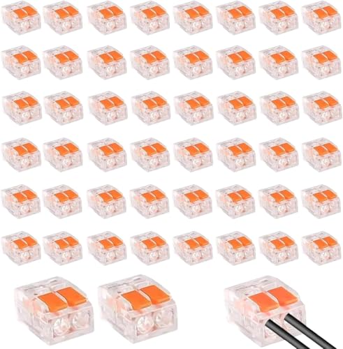 Kabelklemmen Elektro 50 Stück Kabelverbinder Mit Betätigungshebel Kabelklemmen 2 polig Kabelverbinder Kabelklemmen Elektro Lüsterklemmen mit Betätigungshebel für Feste Flexible Kabel