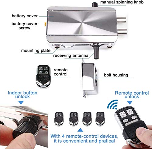Electronic Deadbolt Door Lock, Smart Wireless Anti-Theft Home Security Keyless Deadbolt Access Control System With 4 Remote Control #TOP2