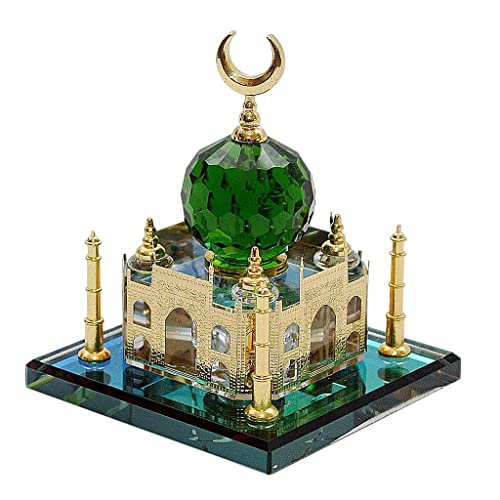 SM SunniMix Taj Mahal Miniature Model Muslim Crystal Gilded Taj Souvenir Mosque Indian Building Model Indian Gift Desktop Decoration 9.5x9.5x10.5cm