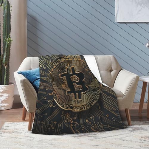 Gold Circuit Board Bitcoin Print Flannel Blanket Lightweight Soft Fleece Animal Throw Blanket for Sofa Bed Women Men Children, 50"x40" - Image 5