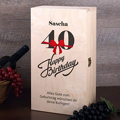 Herz & Heim® Bree Wein-Geschenk zum 40. Geburtstag mit graviertem Weinglas und Bree Wein zur Auswahl in Präsentbox Rot - Image 5