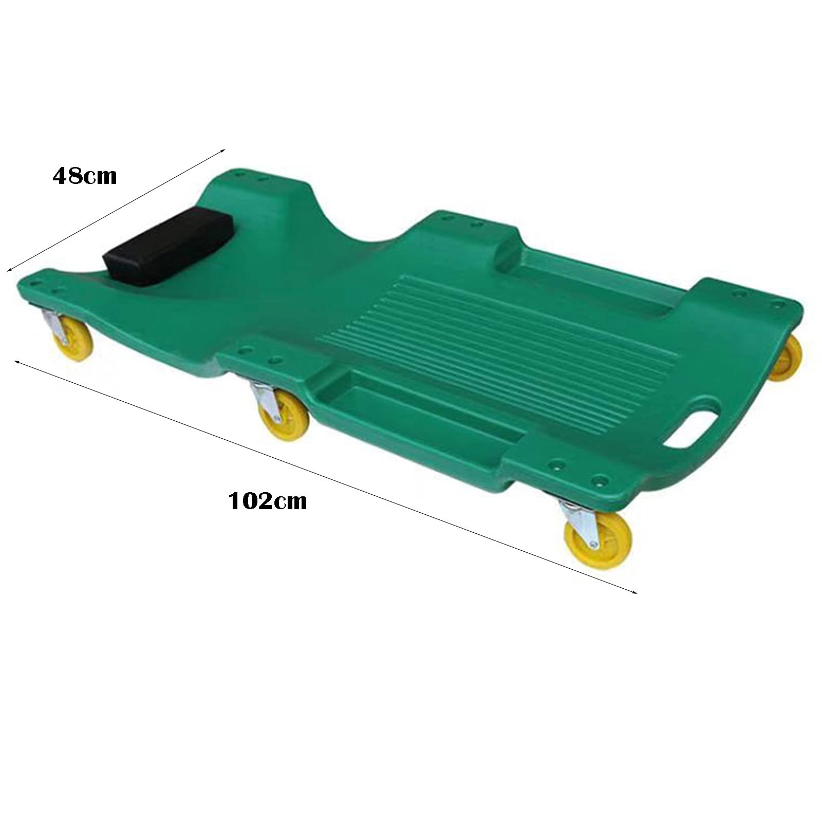 Camilla Del Carro De Mecánico De 40 Pulgadas Con Reposacabezas De Cuero Cómodo Y 6 Poleas Móviles, Bandejas De Herramientas Dobles, Cubierta Ergonómica, Garaje De Plástico Rodante ( Color : Green )
