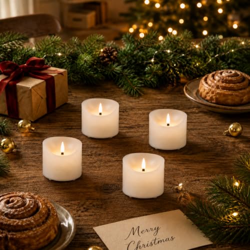 Image of 3 inchx3 inch Real Wax Flameless Candless with Remote & Timer, 4 Pack