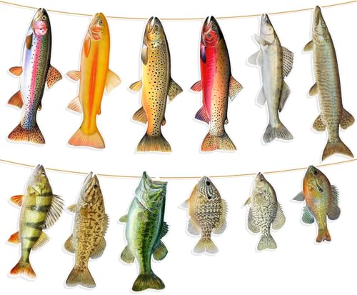 Angeln Geburtstagsparty Dekorationen,Fischereifeierndekoration Banner Geburtstag Girlande Junge Mädchen,Geburtstagsdeko Kinder,Party Deko