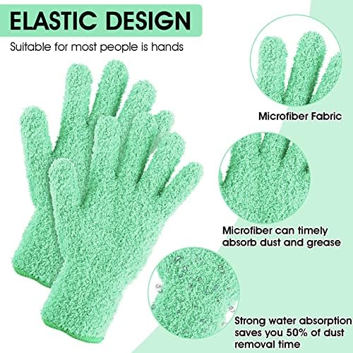 Microfiber Dusting Gloves, Reusable Washable Cleaning Gloves Mittens for Plants House Cleaning Car Blinds Lamps…