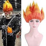 PATTNIUM Flame Fire Wig Orange Ombre Wig Cosplay Costume Hair Wigs Synthetic Wig with Wig Cap(Ombre Orange)