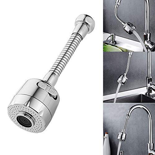 ADICTUM Stainless Steel Flexible 360 Degree Rotating 2 Modes Water Saving Faucet for Kitchen Sink Sprayer Tap Extension (Standard Size, Silver) Turbo Flex 360 (1)