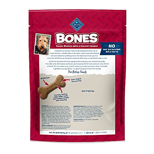 Blue Buffalo Bones Beef Medium Dog Biscuits, 16 oz, 4 ct | Real Beef First, Classic Bone-Shaped Biscuit, No BHA, Meat & Bone Meal, or Artificial Preservatives - image 2