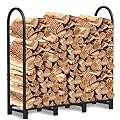 Walensee 4Ft Firewood Rack Holder for Fireplace, Wood Storage Outdoor Heavy Duty Steel Wood Rack for Firewood Log Stand Indoor, Metal Fire Woods Pile Stacking Log Bin Wood Lumber Storage