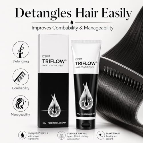 Image of Tri Flow Hair Conditioner, 150 g, for Soft, Smooth & Silky Hair, Detangles, Improves Combability, Suitable for All Hair Types
