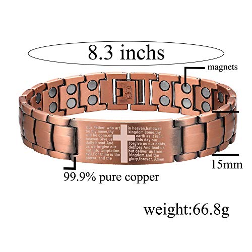Magenergy Men Copper Magnetic Bracelet Cross Bracelet #TOP1